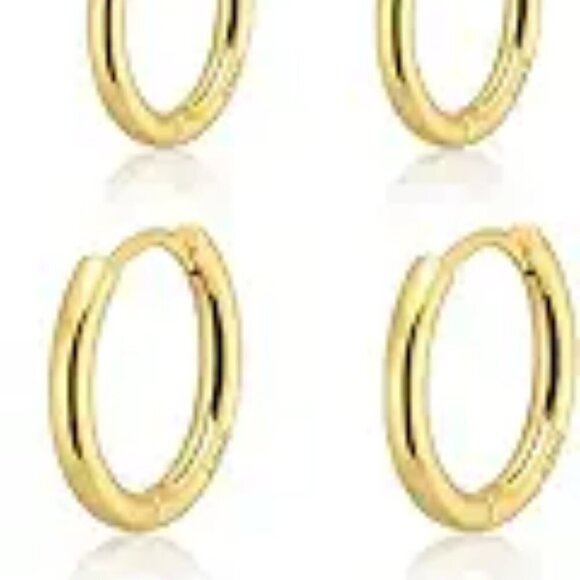 Small Gold Huggie Hoop Earrings Set for Women 14K Real Gold Plated Hypoallergeni - Picture 1 of 1